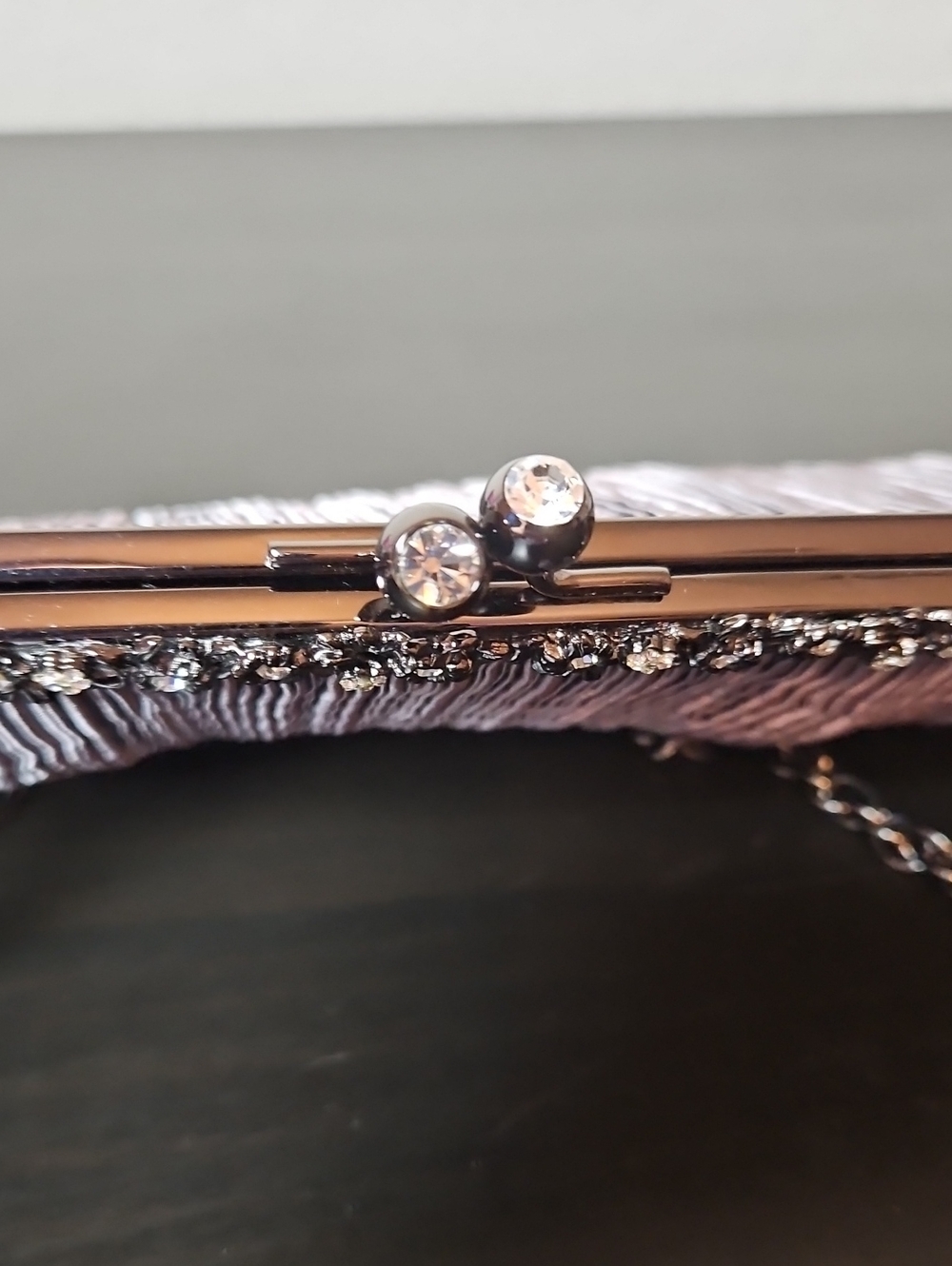 Kate Landry Evening Clutch, Pleated Fabric,Metallic Pewter - Picture 5 of 12